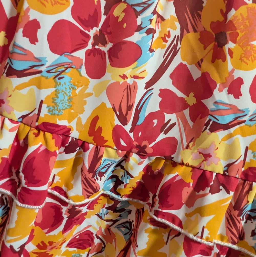 Jodifl Floral Ruffle Mini Dress Small Orange Red Boho Spring Easter NWT - Picture 9 of 9